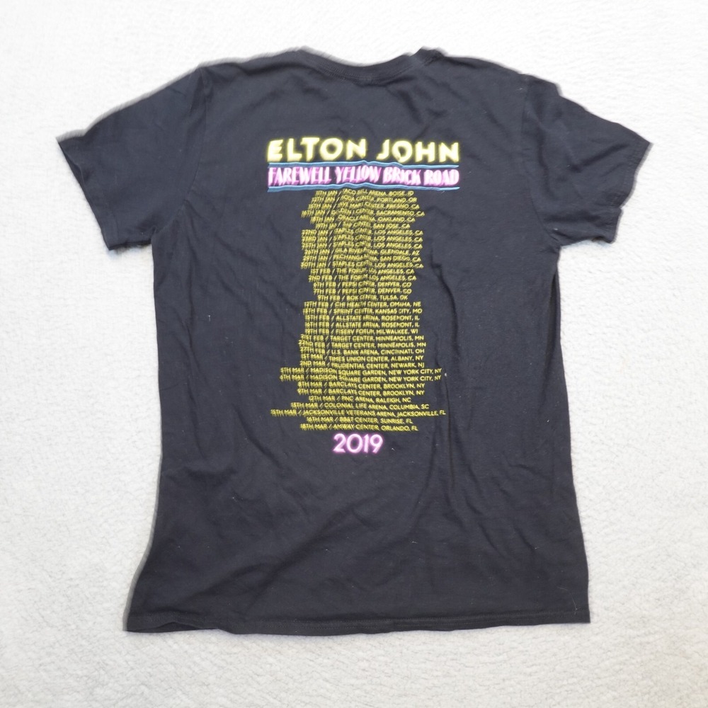 Elton John T Shirt M Music Tour 2019 Black Farewell Yellow Brick Road Pop Rock